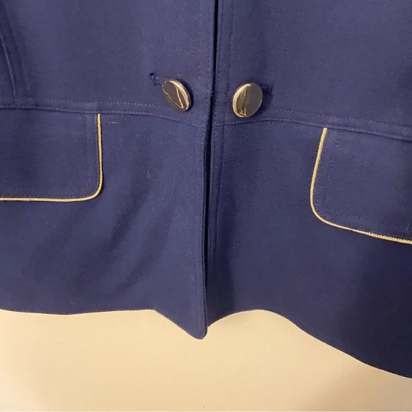 Chico's Navy Military Blazer with Gold Accents Chico Size 2 - Picture 8 of 11